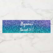 ラベンダーパープル&ティール（緑がかった色）アクアグリーンスパークリーグリッター ペットボトルラベル (シングルラベル)