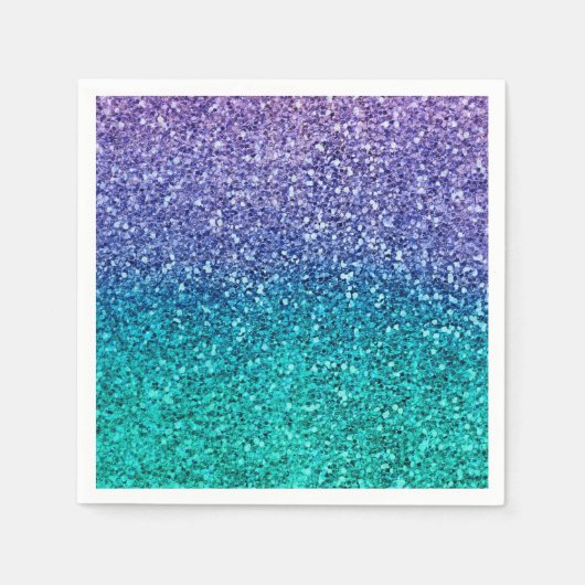 ラベンダーパープル&ティール（緑がかった色）アクアグリーンスパークリーパーティー スタンダードカクテルナプキン (正面)