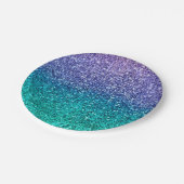 ラベンダーパープル&ティール（緑がかった色）アクアグリーンスパークリーパーティー ペーパープレート (アングル)