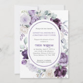 ラベンダーパープル ピオニー オーバルボーダー ウェディング| 招待状 (正面)