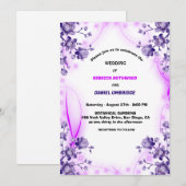 ラベンダーパープル&ピンクフローラエレガントなウェディングインビ シーズンカード (正面/裏面)