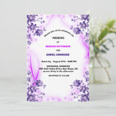 ラベンダーパープル&ピンクフローラエレガントなウェディングインビ シーズンカード (スタンド正面)