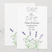 ラベンダーパープル フラワーズ リアルなウェディング 招待状 (正面/裏面)