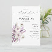 ラベンダーパープル フラワーブライダルシャワー 招待状 (スタンド正面)