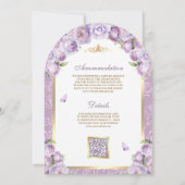 ラベンダーパープル フローラル ゴールド アーチ ムスリム ウェディング 招待状 (裏面)