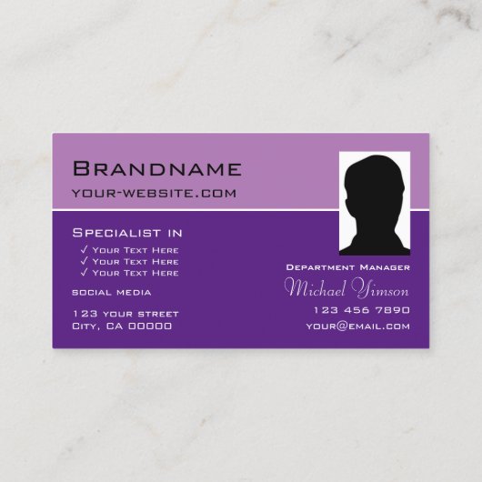 ラベンダーパープル(ロゴ付き)とフォトプロフェッショナル 名刺 (裏面)