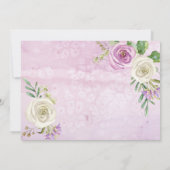 ラベンダーパープルnホワイト花模様|少女のベビーシャワー 招待状 (裏面)