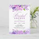 ラベンダーパ素朴ープルフラワーズブライダルシャワー 招待状 (スタンド正面)