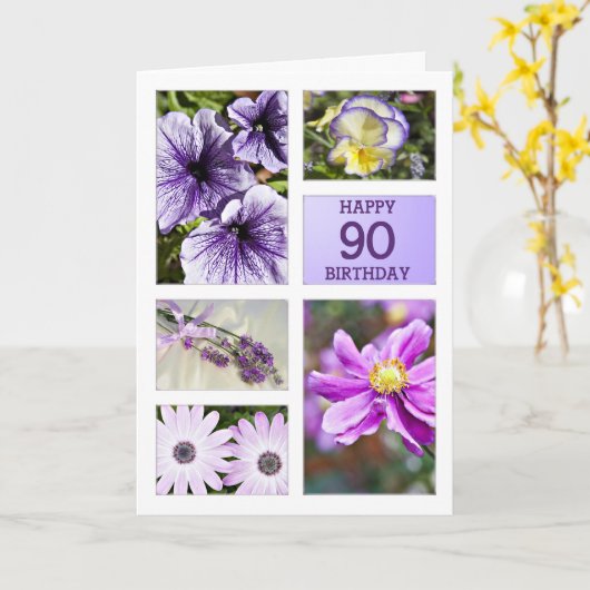 ラベンダーヒューズフローラ90th誕生日カード カード (黄色い花)