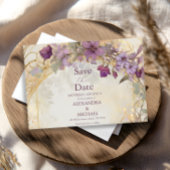 ラベンダービンテージウェディングアールヌーボーミュシャ セーブザデート