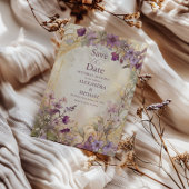 ラベンダービンテージウェディングアールヌーボーミュシャ セーブザデート