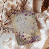 ラベンダービンテージウェディングアールヌーボーミュシャ 出欠カード