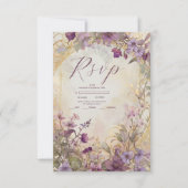 ラベンダービンテージウェディングアールヌーボーミュシャ 出欠カード (正面)