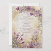 ラベンダービンテージウェディングアールヌーボーミュシャ 招待状 (正面)