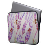 ラベンダービーハッピーハーブウォーターカラーフラワー ラップトップスリーブ (正面左)