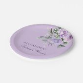 ラベンダーピオニーウォーターカラーフローラブライダルシャワー ペーパープレート (アングル)