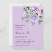 ラベンダーピオニーウォーターカラーフローラブライダルシャワー 招待状 (正面)