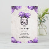 ラベンダーピオニーメイソンジャー素朴ブライダルシャワー 招待状 (スタンド正面)
