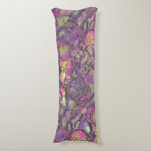 ラベンダーピンクのバラの花びら 水彩 ボディピロー (正面縦)