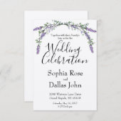 ラベンダーピンクのワイルドローズとユーカリのウェディング 招待状 (正面/裏面)