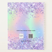 ラベンダーピンクの名前ホログラフィックビジネス プランナー手帳 (裏面)