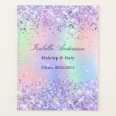 ラベンダーピンクの名前ホログラフィックビジネス プランナー手帳 (正面)