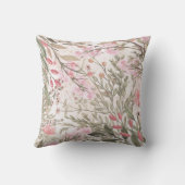 ラベンダーピンクの緑のグレーの水彩フローラスロー  クッション (裏面)