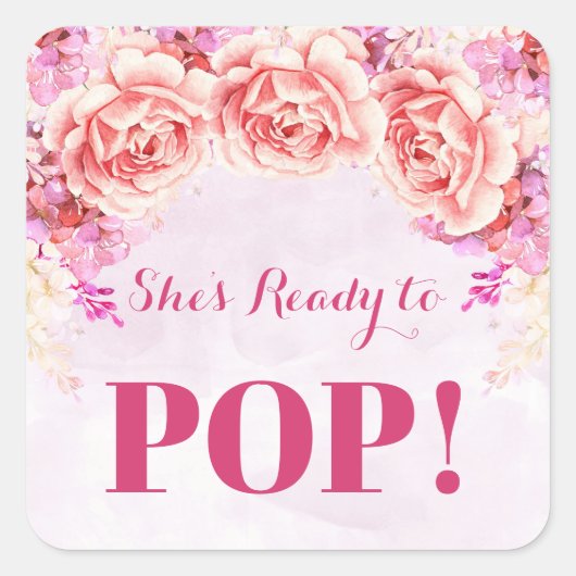 ラベンダーピンクの花がメッセージカードにポップ・アートの対応 スクエアシール (正面)