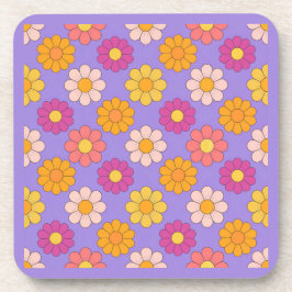 ラベンダーピンクイエローグルービーフラワーコースター コースター