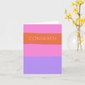 ラベンダーピンクオレンジワイドストライプおめでとう カード (黄色い花)