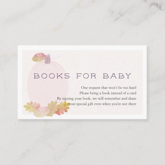 ラベンダーピンクカボチャのブックリクエスト エンクロージャーカード (正面)