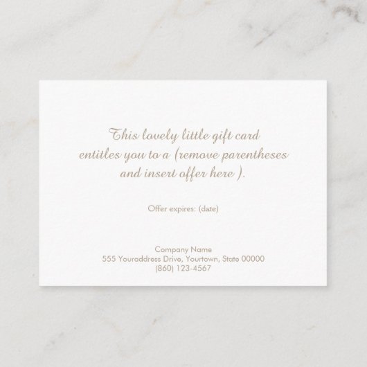 ラベンダーピンクサロンスパギフト証明書 エンクロージャーカード (裏面)