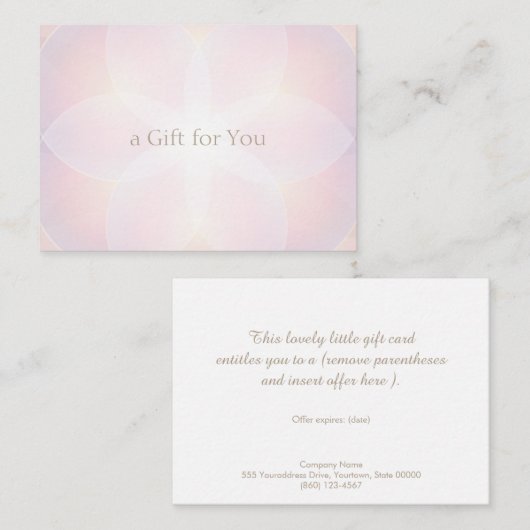 ラベンダーピンクサロンスパギフト証明書 エンクロージャーカード (正面/裏面)