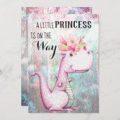 *~*ラベンダーピンクドラゴンベビーガールベビーシャワー 招待状 (正面/裏面)