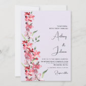 ラベンダーピンクバーガンディフローラ結婚ズ 招待状 (正面)