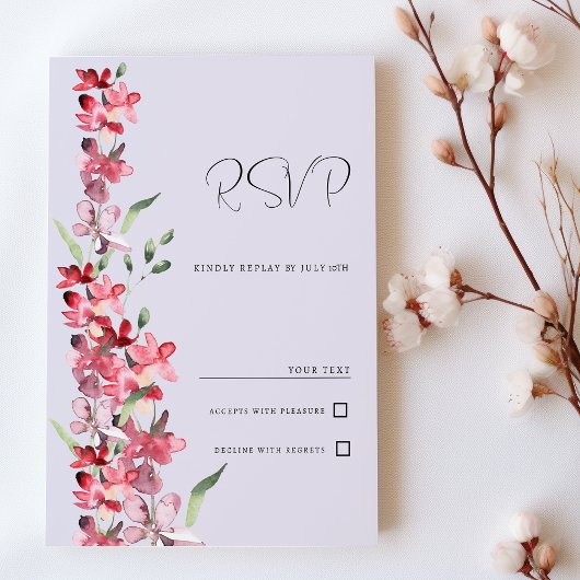 ラベンダーピンクバーガンディーミントフローラRSVP 招待状