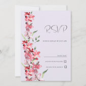 ラベンダーピンクバーガンディーミントフローラRSVP 招待状 (正面)