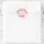 ラベンダーピンクフラワーレディポップ・アートのメッセージカード ラウンドシール (バッグ)