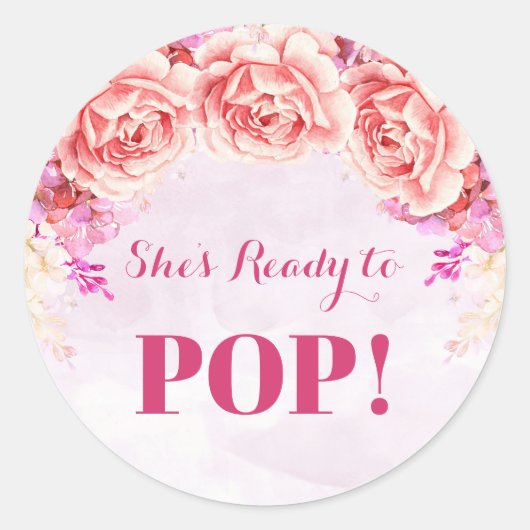 ラベンダーピンクフラワーレディポップ・アートのメッセージカード ラウンドシール (正面)