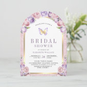 ラベンダーピンクフローラアーチバタフライブライダルシャワー 招待状 (スタンド正面)