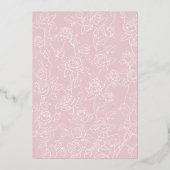 ラベンダーピンクフローラアーチ結婚バタフライ金ゴールド 箔招待状 (裏面)