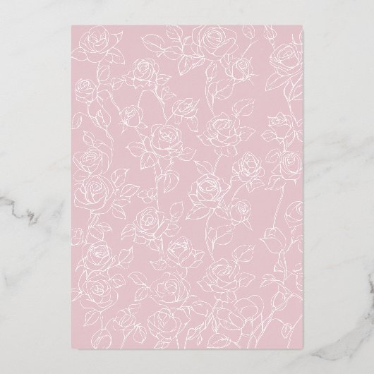 ラベンダーピンクフローラアーチ結婚バタフライ金ゴールド 箔招待状 (裏面)