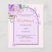 ラベンダーピンクフローラアーチ結婚式招待状 (正面)