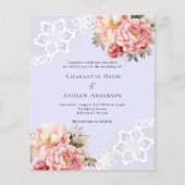 ラベンダーピンクフローラレース結婚式招待状 (正面)