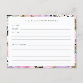 ラベンダーピンクフローラ水彩色シャワーレシピカード ポストカード