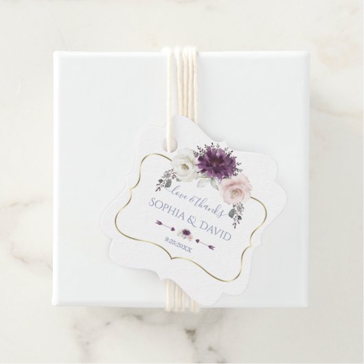 ラベンダーピンクホワイトフローラ結婚金ゴールド フェイバータグ (インサイチュ)