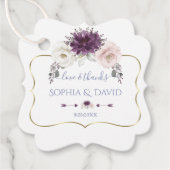 ラベンダーピンクホワイトフローラ結婚金ゴールド フェイバータグ (正面)