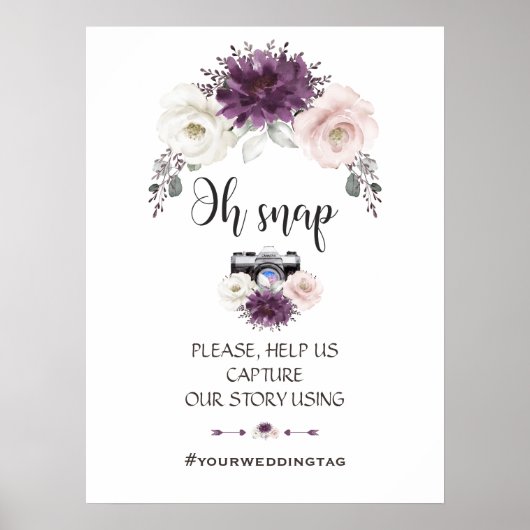 ラベンダーピンクホワイトフローラOHスナップインスタグラム記号 ポスター (正面)