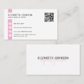 ラベンダーピンクミニマルシンプルリストQRコード 名刺 (正面/裏面)