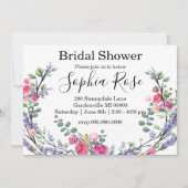 ラベンダーピンクローズブライダルシャワー 招待状 (正面)